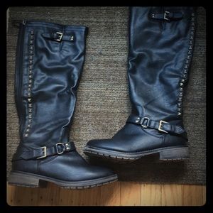 Studded black riding boots size 8